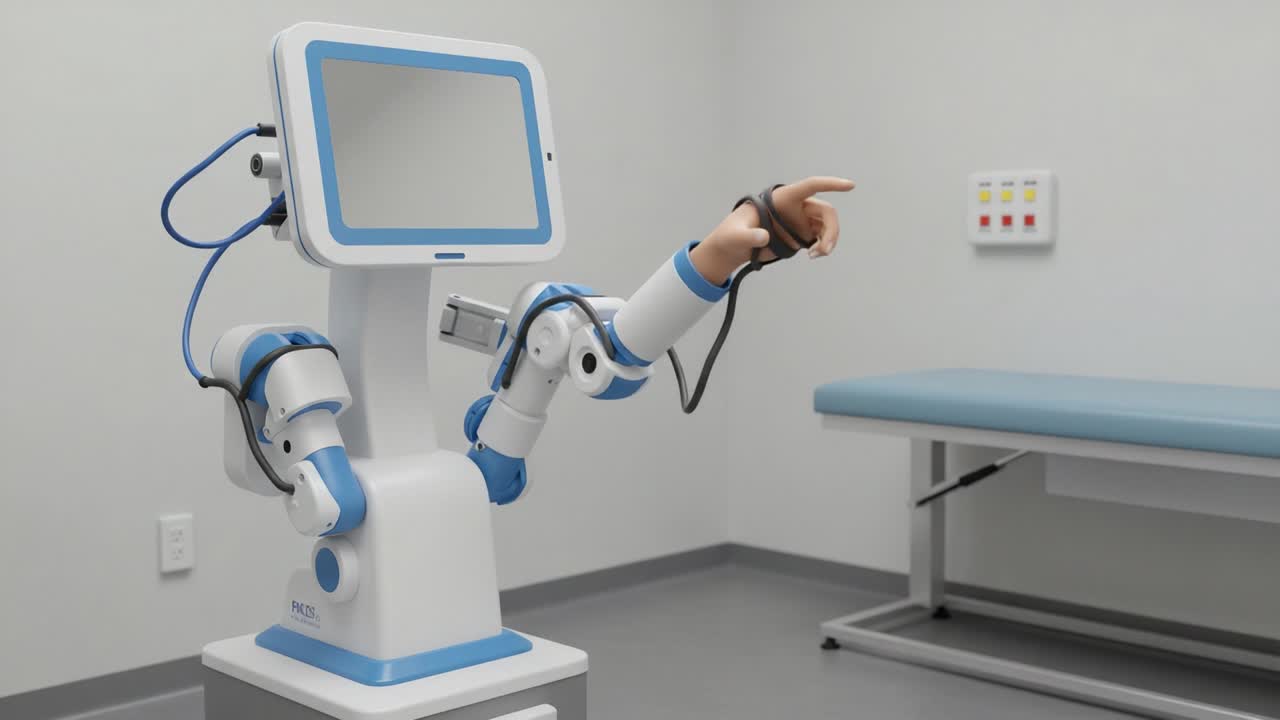 Innovative Medical Robotics: A High-Tech Assistive Device with Articulated Arms Demonstrating Advanced Interaction Capabilities in a Controlled Environment