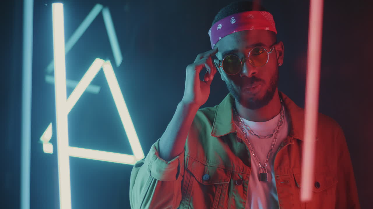 Stylish Man in Neon Lights