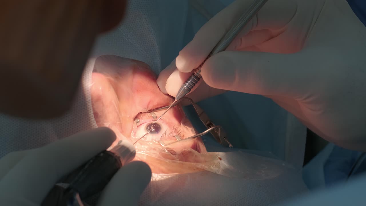 хирургия катаракты вблизи. хирург, оперирующий катаракту глаза в больничной хирургии