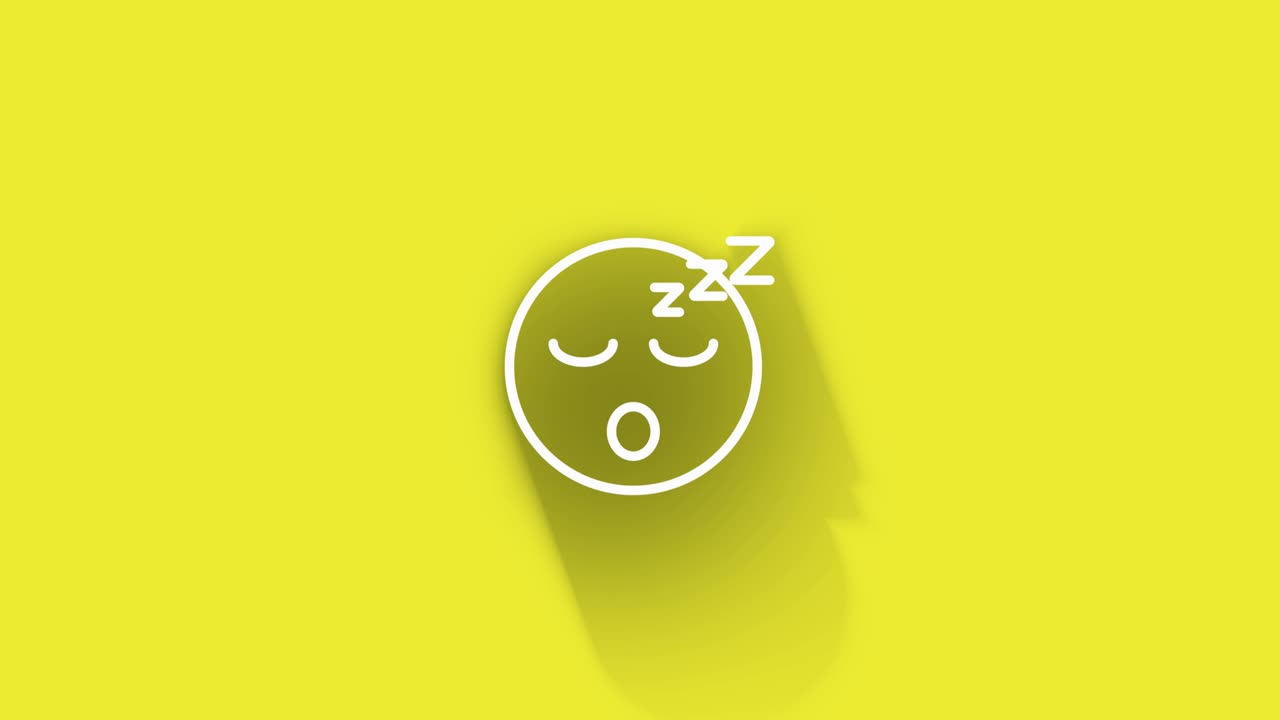 símbolo de emoji feliz sonriente mientras la sombra pasa por todas partes en fondo amarillo en resolución 4k bucle archivo listo