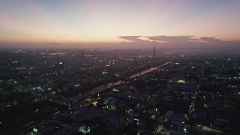 City at Night: Drone Shot Over Reynosa, Tamaulipas with Building Lights