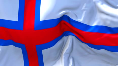 faroe island flag waving in wind slow motion animation . 4k realistic fabric texture flag smooth blowing on a windy day continuous seamless loop background.