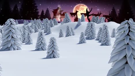 Animation-Von-Schnee,-Der-über-Die-Winterlandschaft-Fällt