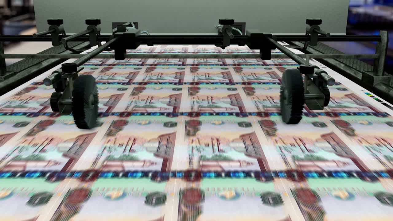 아랍에미리트 디르함 - 돈 인쇄 - loopable - 4k