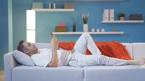 Falling asleep while using the phone.