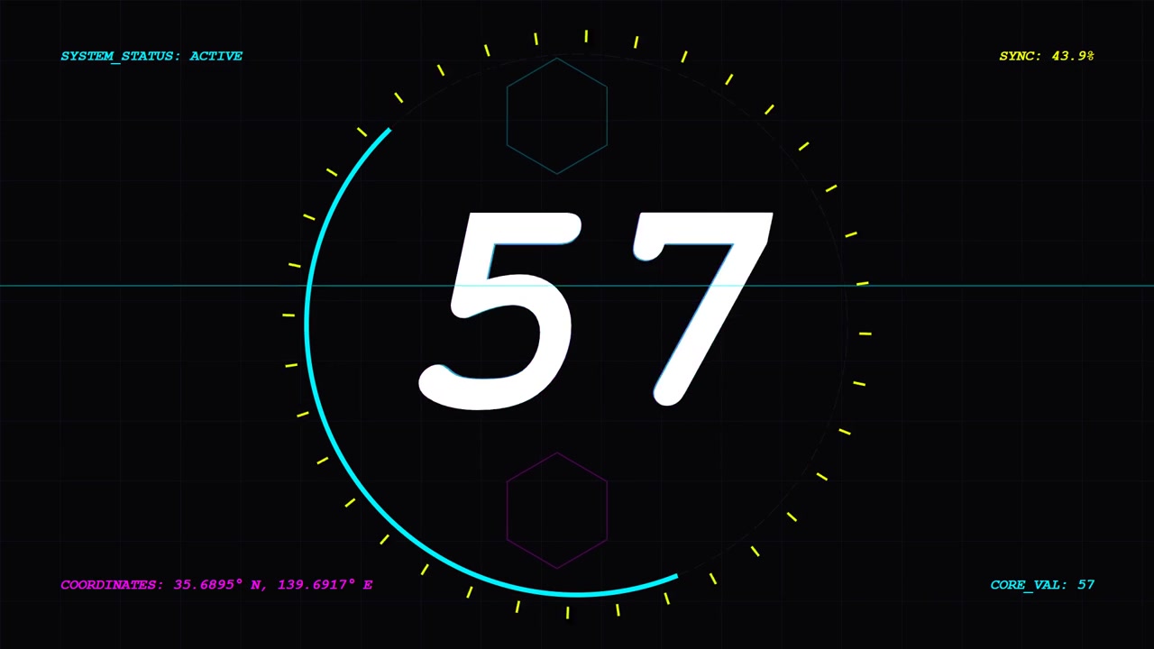 Digital Countdown Timer with Futuristic HUD Interface
