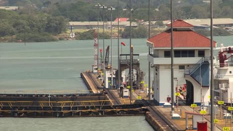 traffic control tower at miraflores locks, panama canal