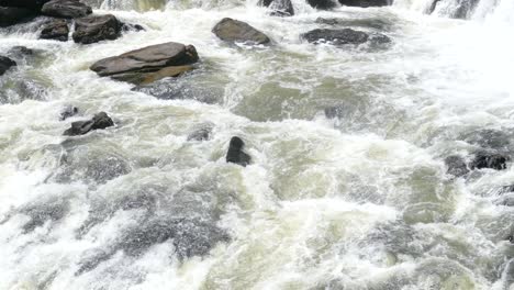 scenic view of foamy river with strong current flowing between rocks