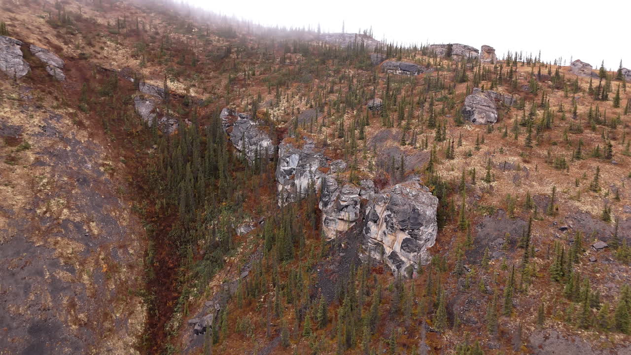 Rocky Mountains Near Engineer Creek, Dempster Highway, Yukon, Canada - Drone Shot