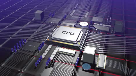 high tech computer chips processors transmitting data. futuristic technology.