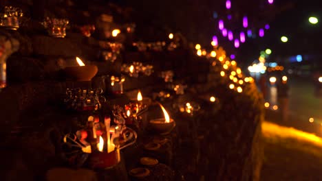 beautiful scenery in chiang mai with candles during loy krathong festival