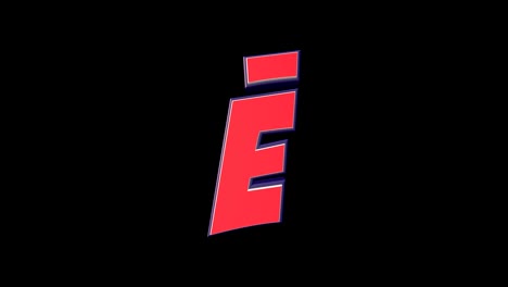 e alphabet comic letter, with alpha matte, loop