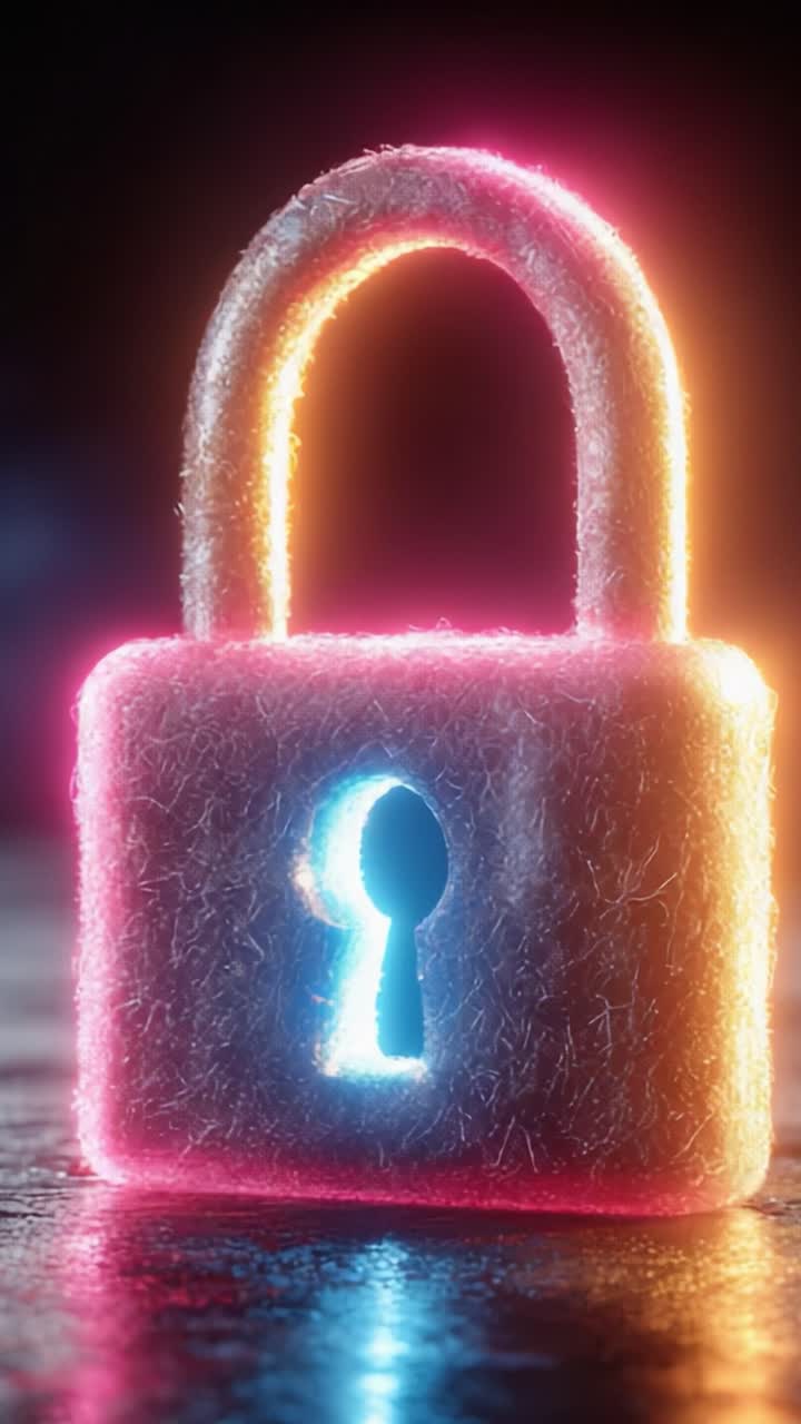 Vibrant Digital Lock: A Dynamic Representation of Security with Glowing Effects and Artistic Elements, Showcasing the Importance of Protection in a Modern Context