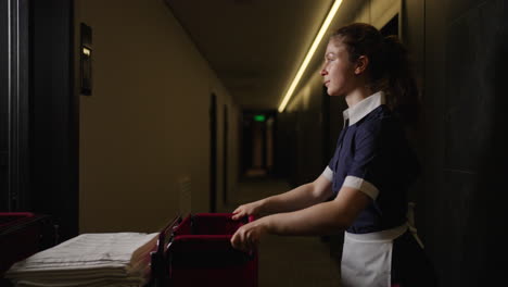 hotel maid doing room service