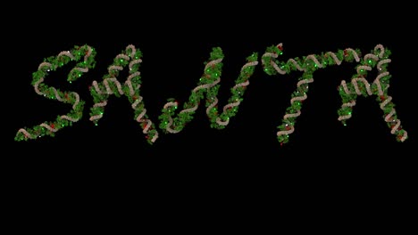 animated christmas wreath typeface letters forming the word santa