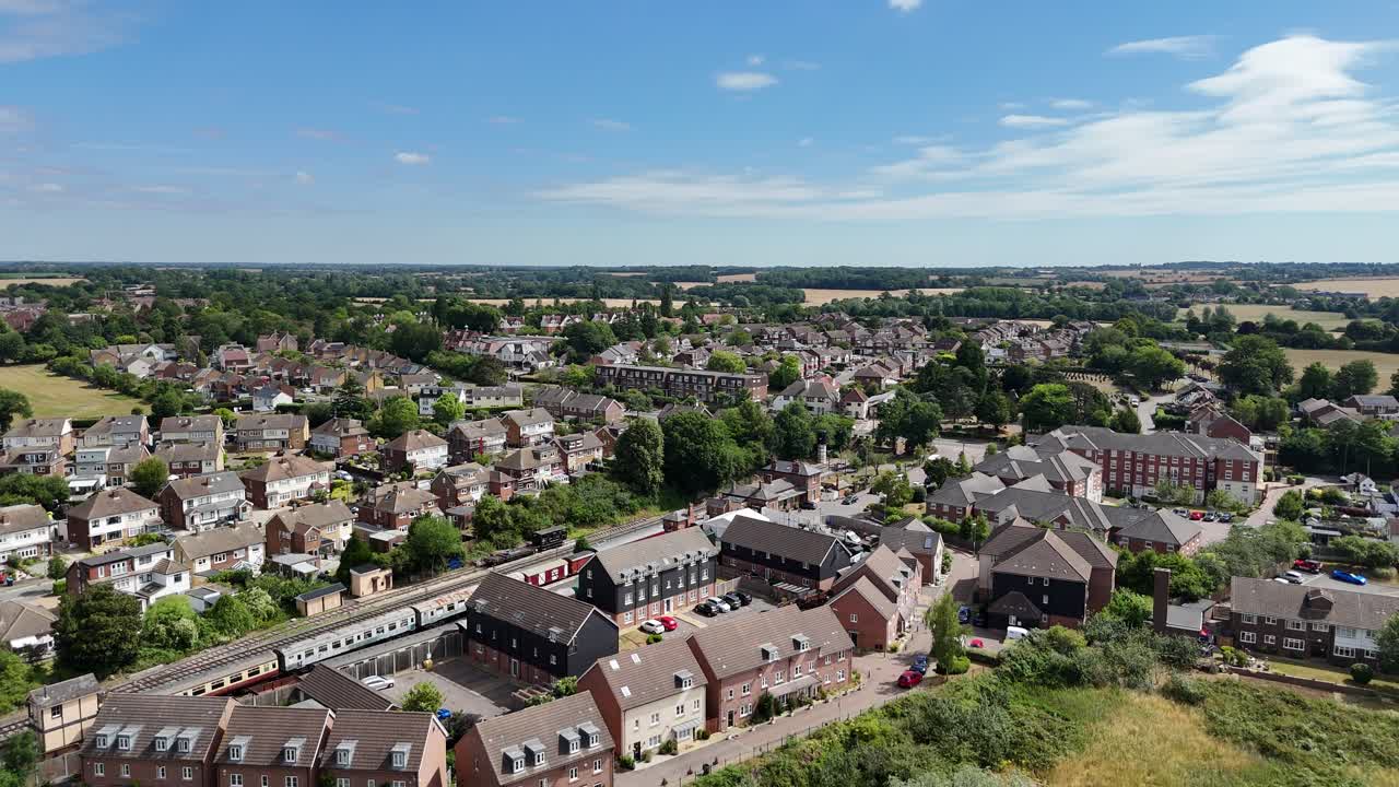 Housing Estate Ongar Essex UK Panning drone aerial view