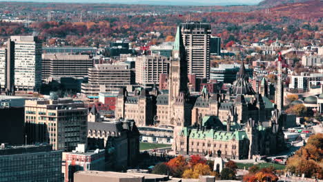 ottawa skyline downtown october aerial