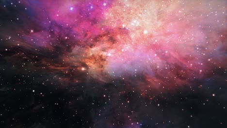 vuelo espacial a través de la nebulosa de orión. 4k 3d render ciclo sin fisuras para películas científicas, ciencia ficción cinematográfica, espacio, futuro, escena, títulos, logotipos, fondo abstracto. elementos proporcionados por la imagen de la nasa.