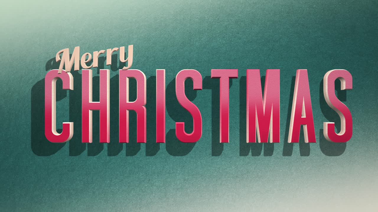 Retro Merry Christmas text set on a green grunge texture