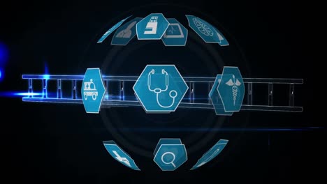 Medizinische-Symbole-Und-DNA-Doppelhelix