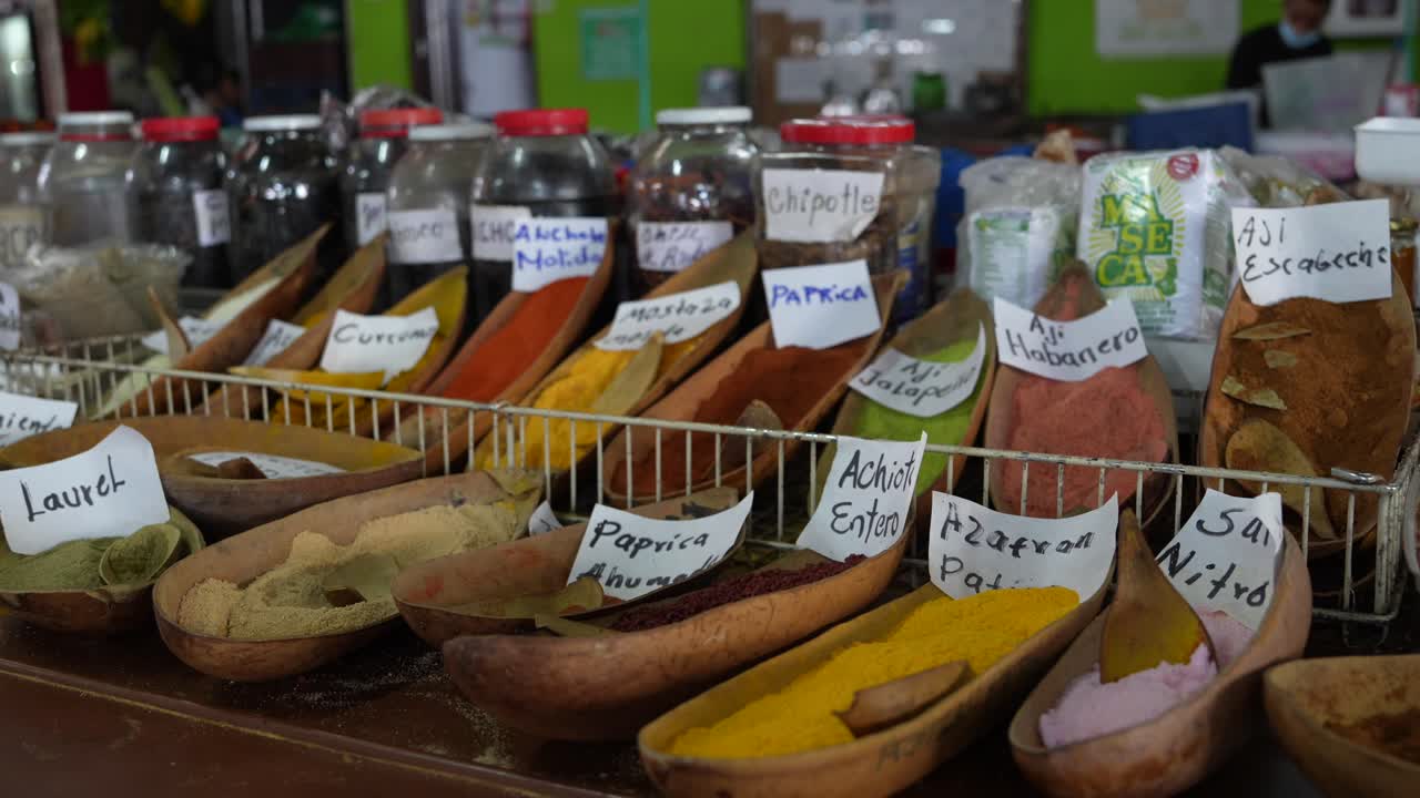 Vibrant Mexican Spices on Display at a Market