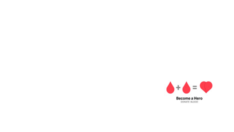 Animation-of-become-a-hero-donate-blood-text-with-two-drops-making-heart-logo,-on-white-background