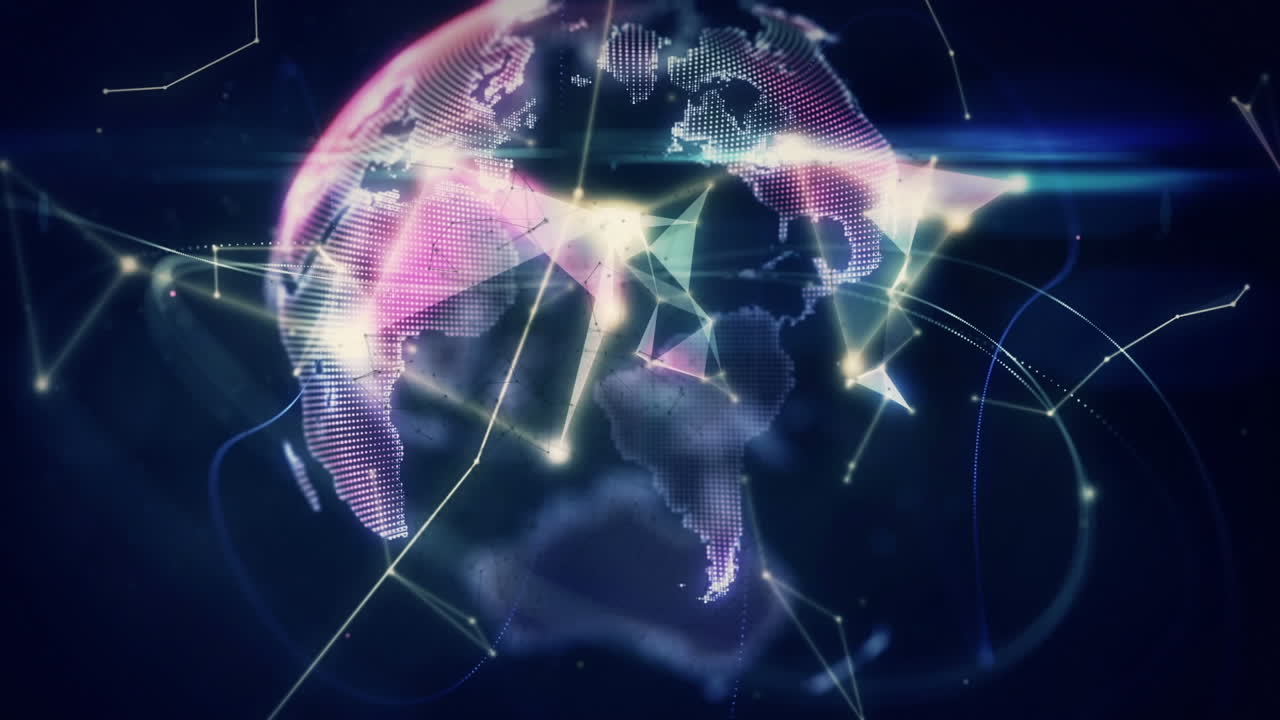 Animation of network of connections with globe