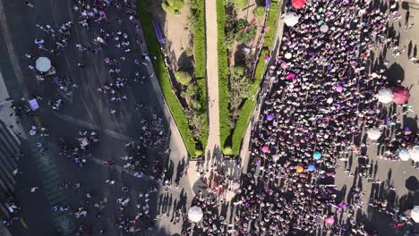 international women's day rally on paseo de la reforma, mexico city