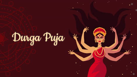 durga puja lettering with goddess