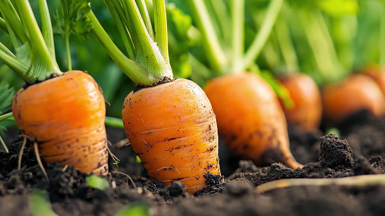 Fresh Carrots Growing in the Garden