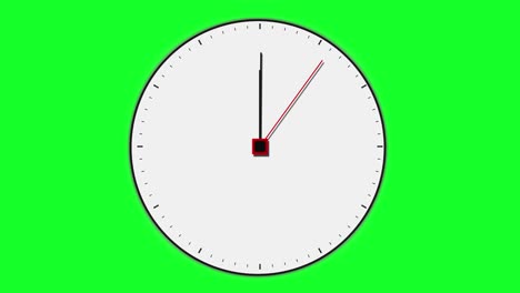 clock animation run in real time, greenscreen