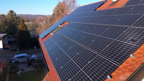 roof with a photovoltaic system - drone shot