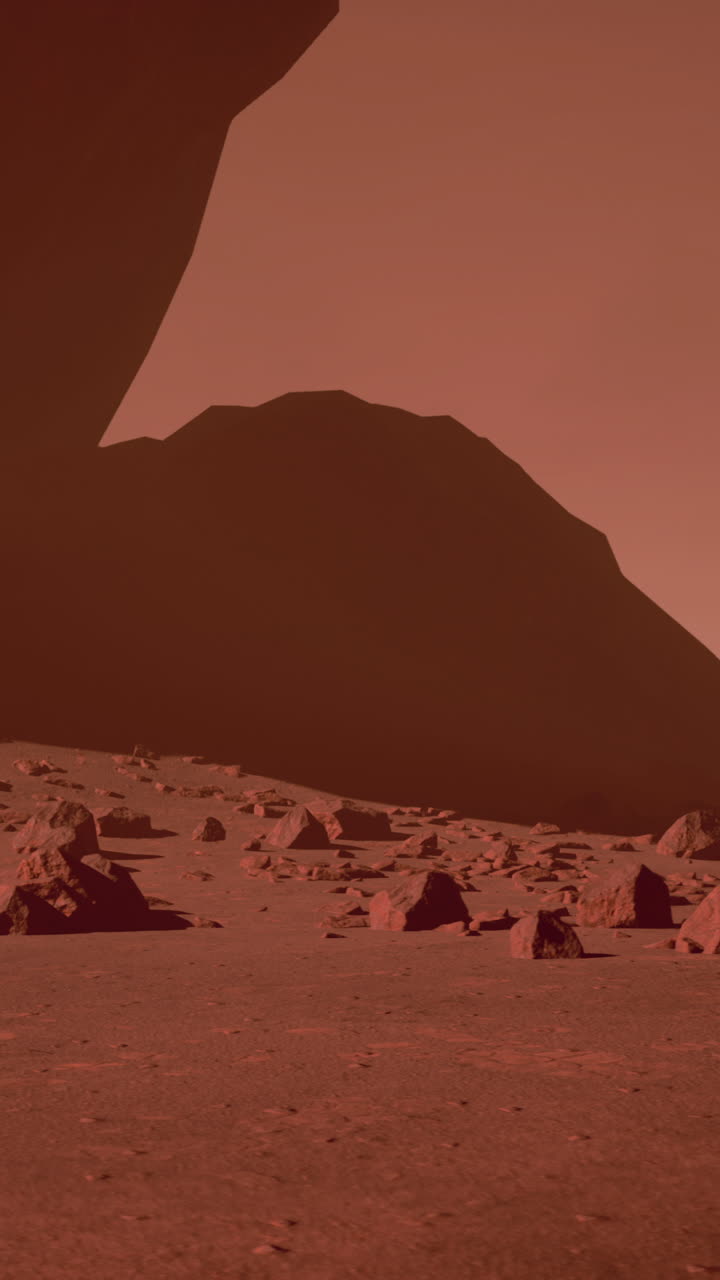 Paesaggio Marziano: Deserto del Pianeta Rosso con Rocce e Montagne