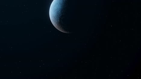 3d animation showing the moon in space being revelaed by light