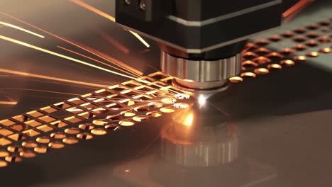 cnc laser cutting of metal, modern industrial technology.