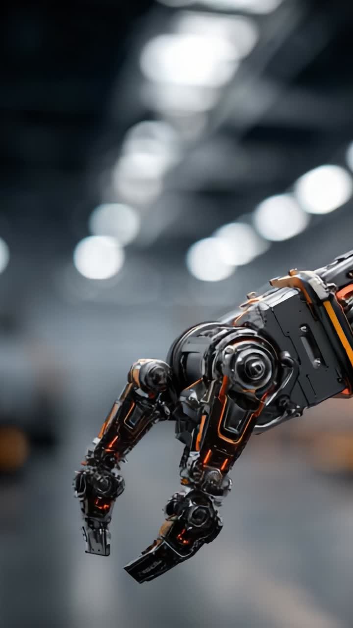 An Impressive Close-Up of a Futuristic Robotic Arm Engaging in Precision Movements in a Modern Workshop Environment