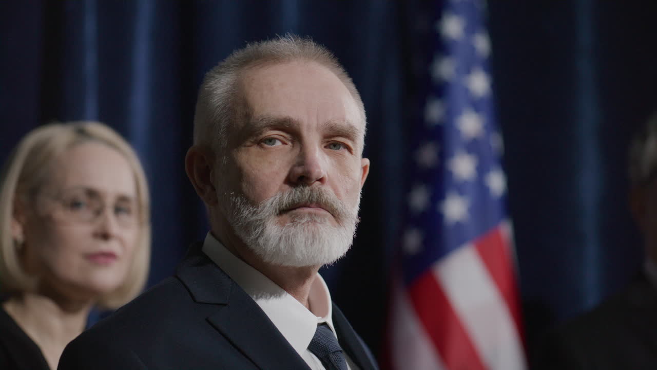 Portrait of Senior Candidate with Team during Election Campaign Event