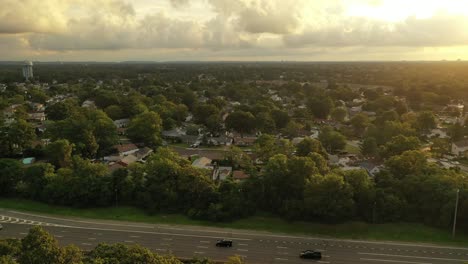 An-aerial-view-of-the-suburbs-of-Valley-Stream,-NY