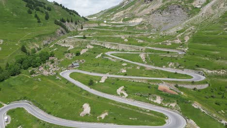 mountain pass maddalena in alps, border between france and italy - aerial 4k