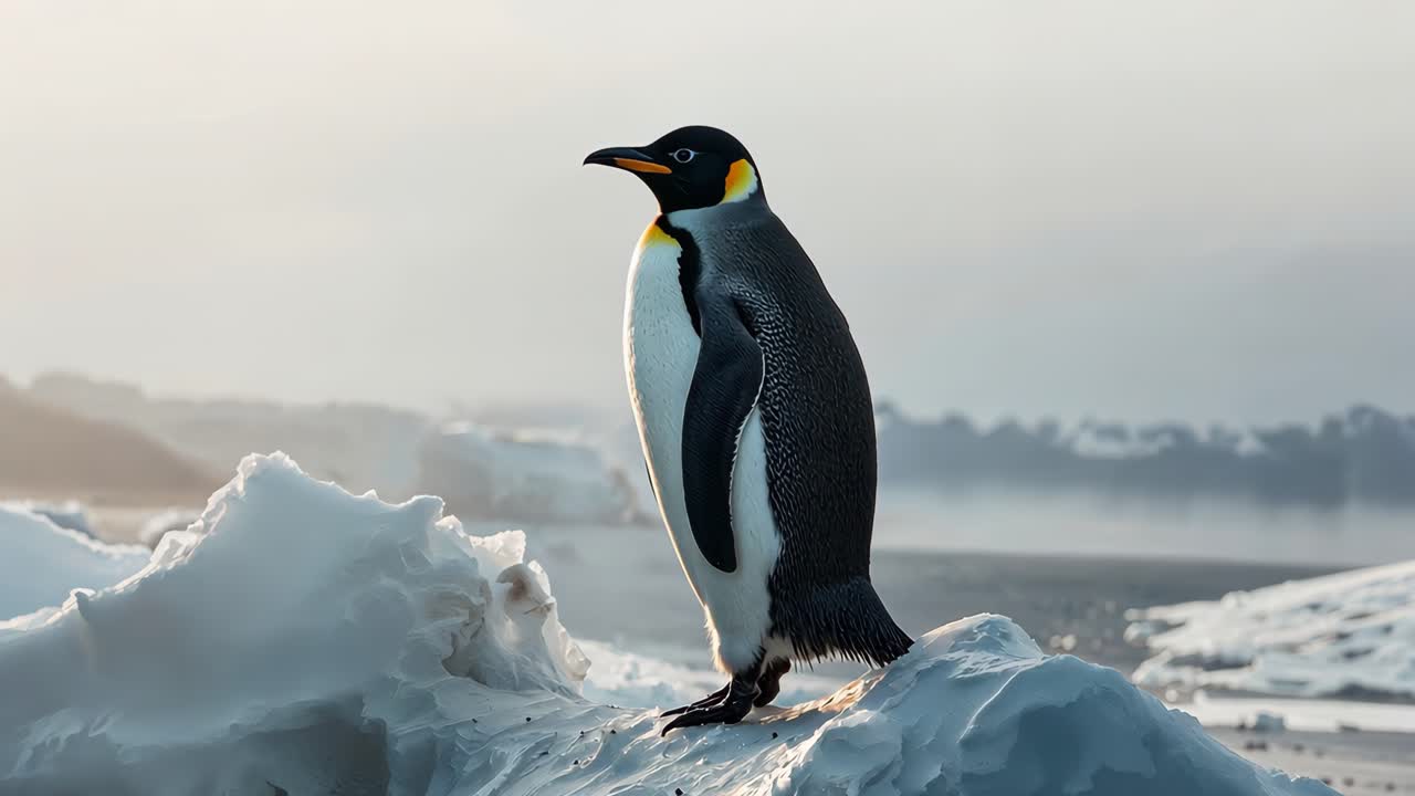 Emperor Penguin on an Iceberg in Antarctica