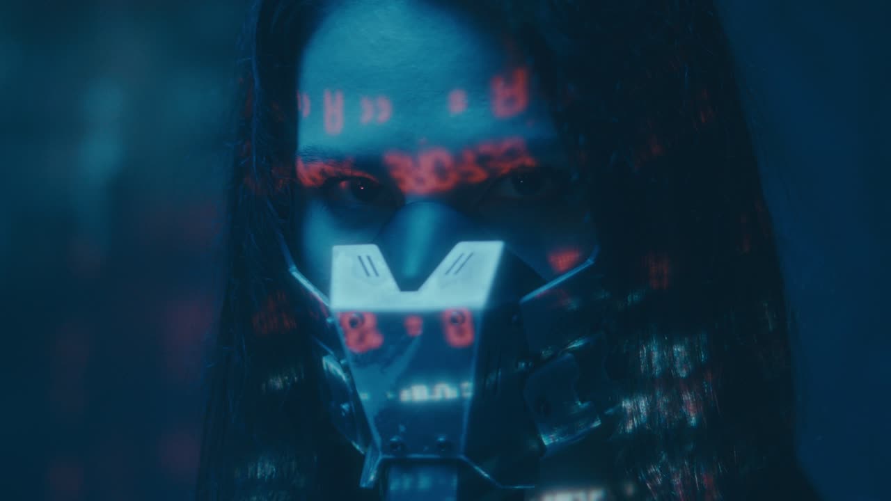 Retrato de una mujer cyberpunk