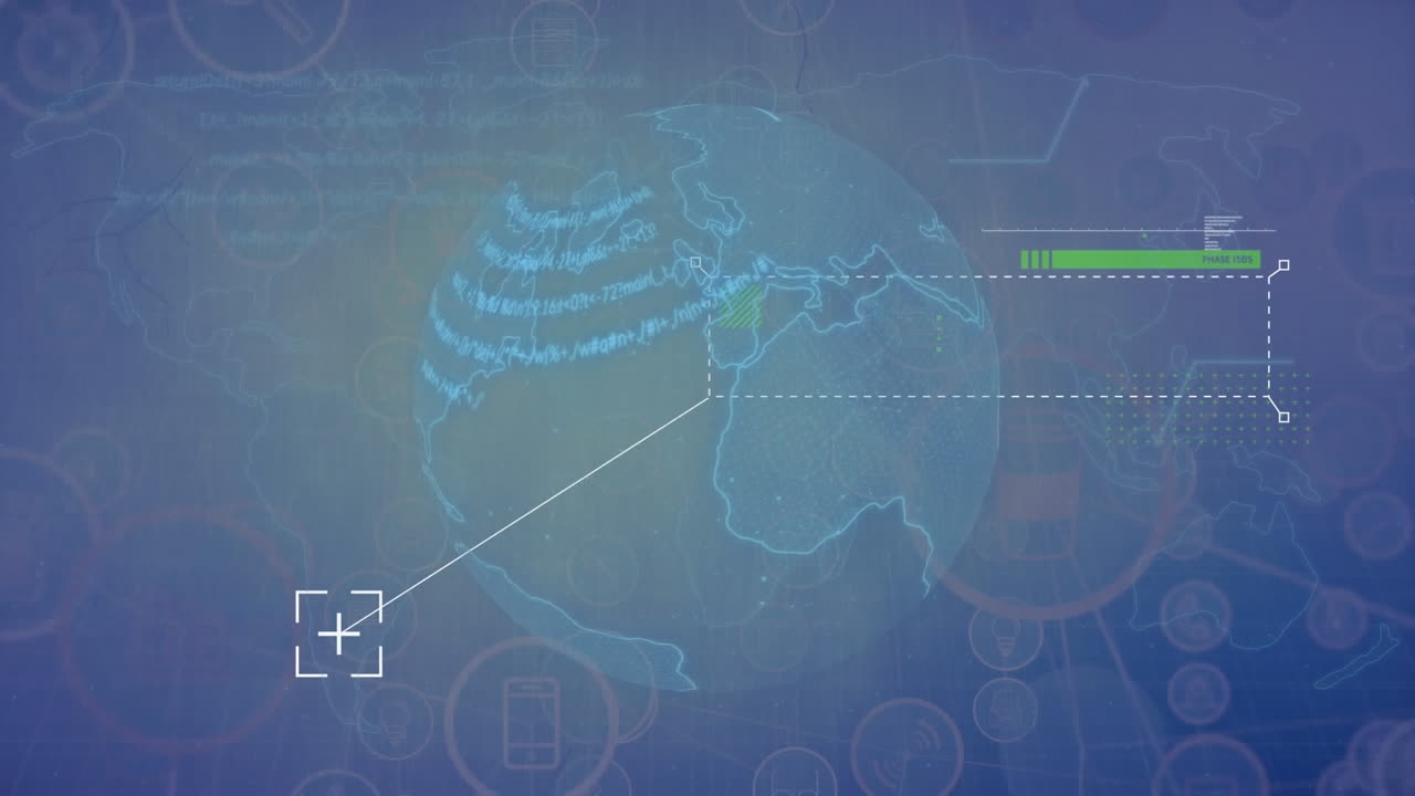 전 세계에 걸쳐 연결과 데이터 처리의 애니메이션