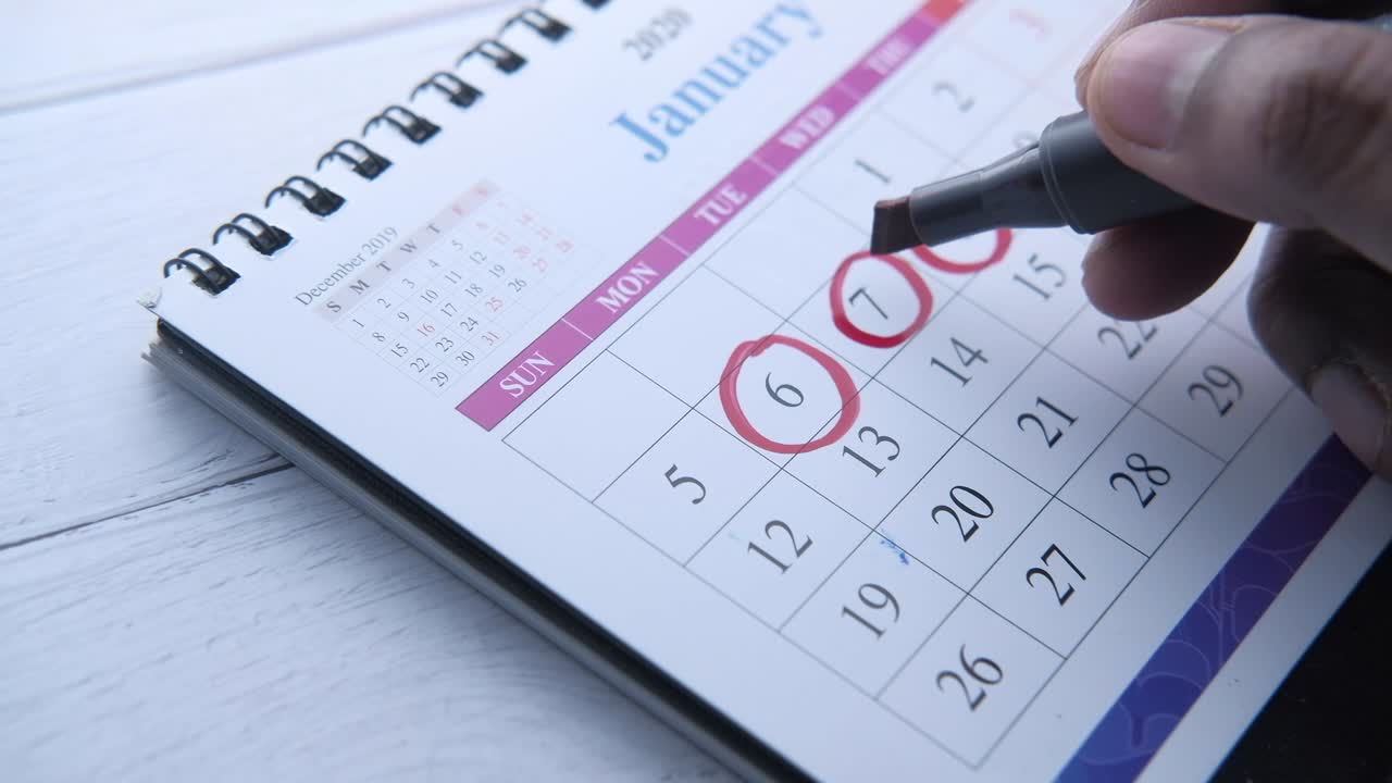 deadline concept with red mark on calendar date