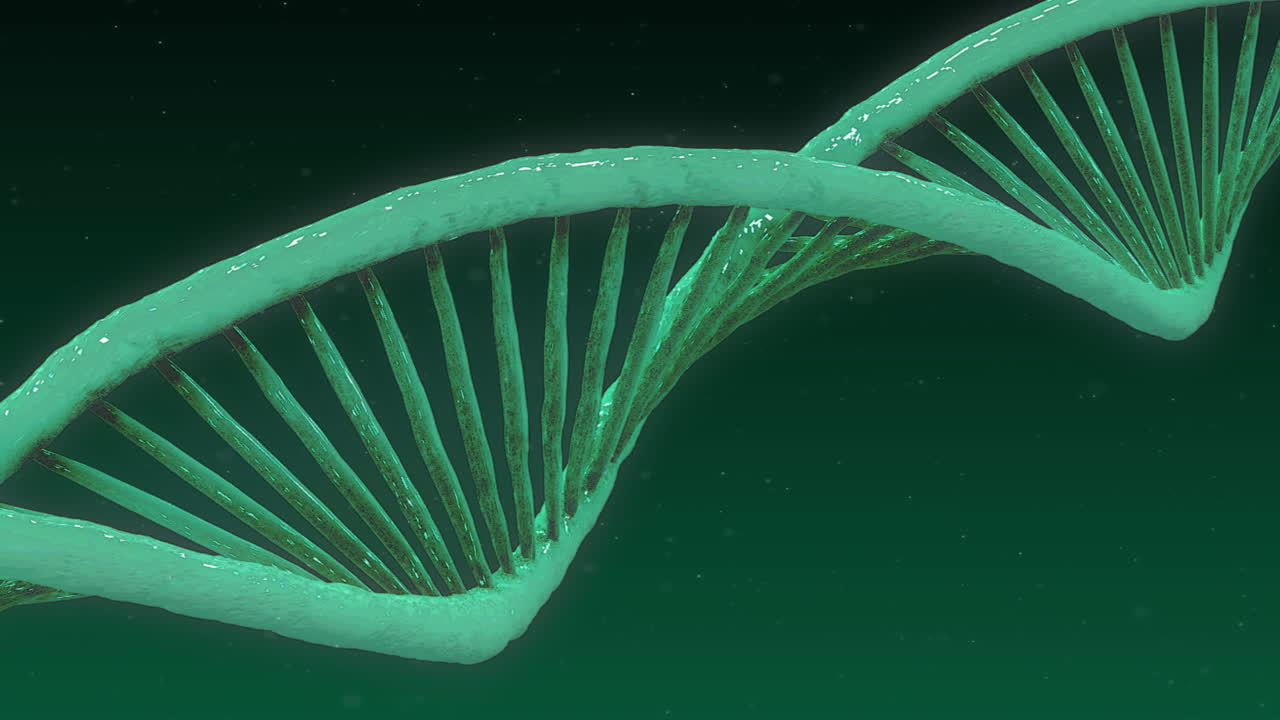 Animazione di filamento di DNA su sfondo nero
