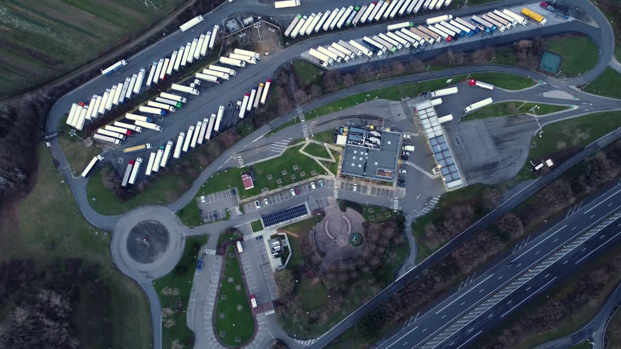 Aerial View of Truck Stop and Highway
