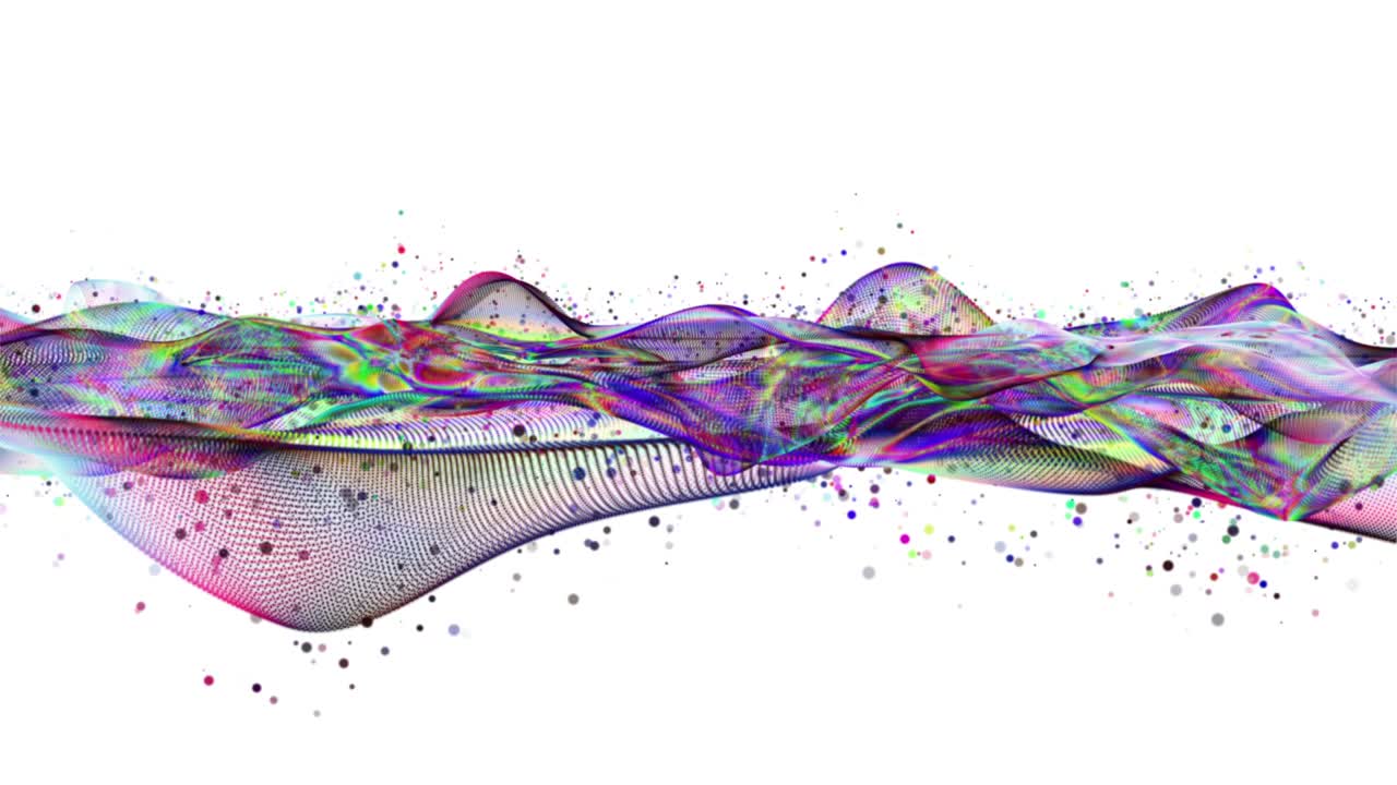 Fantastic animation with particle wave object in slow motion, 4096x2304 loop 4K