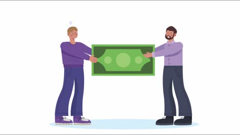 hombres de negocios con bill dollar animación