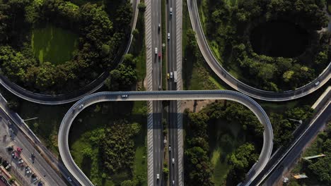 expressway top view, road traffic an important infrastructure