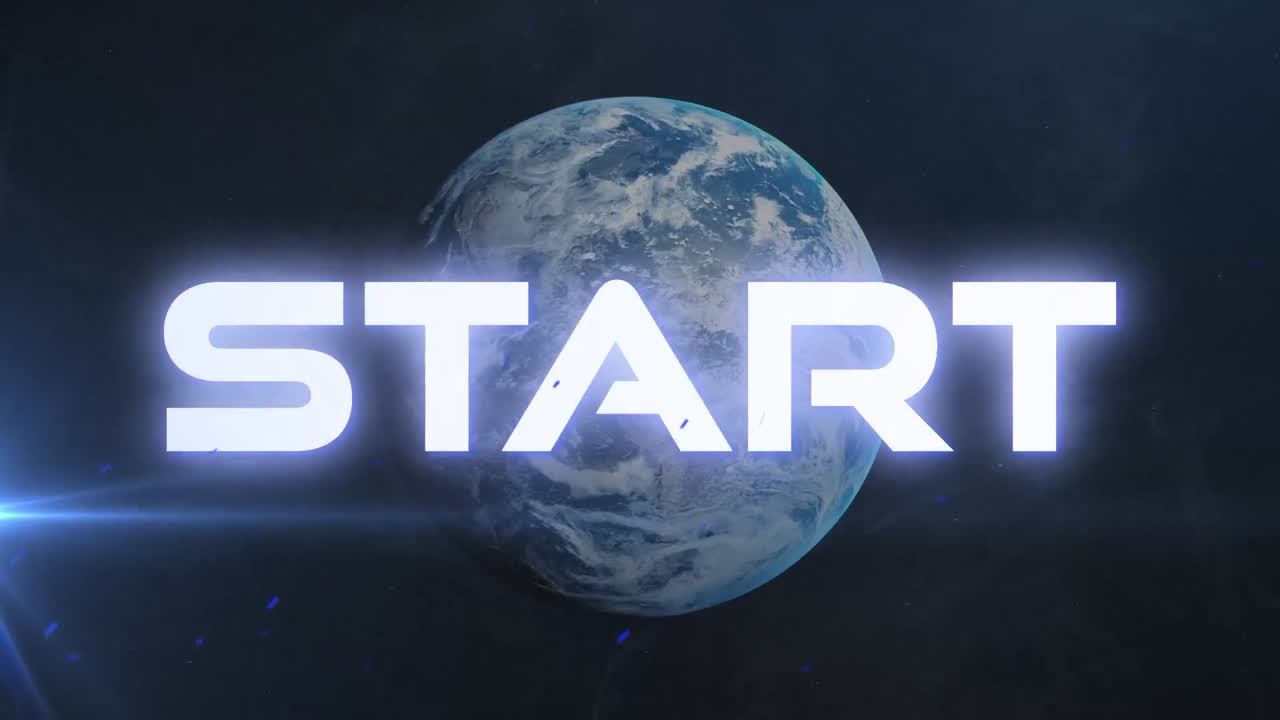 animación del comienzo de la palabra sobre el globo giratorio con luz brillante