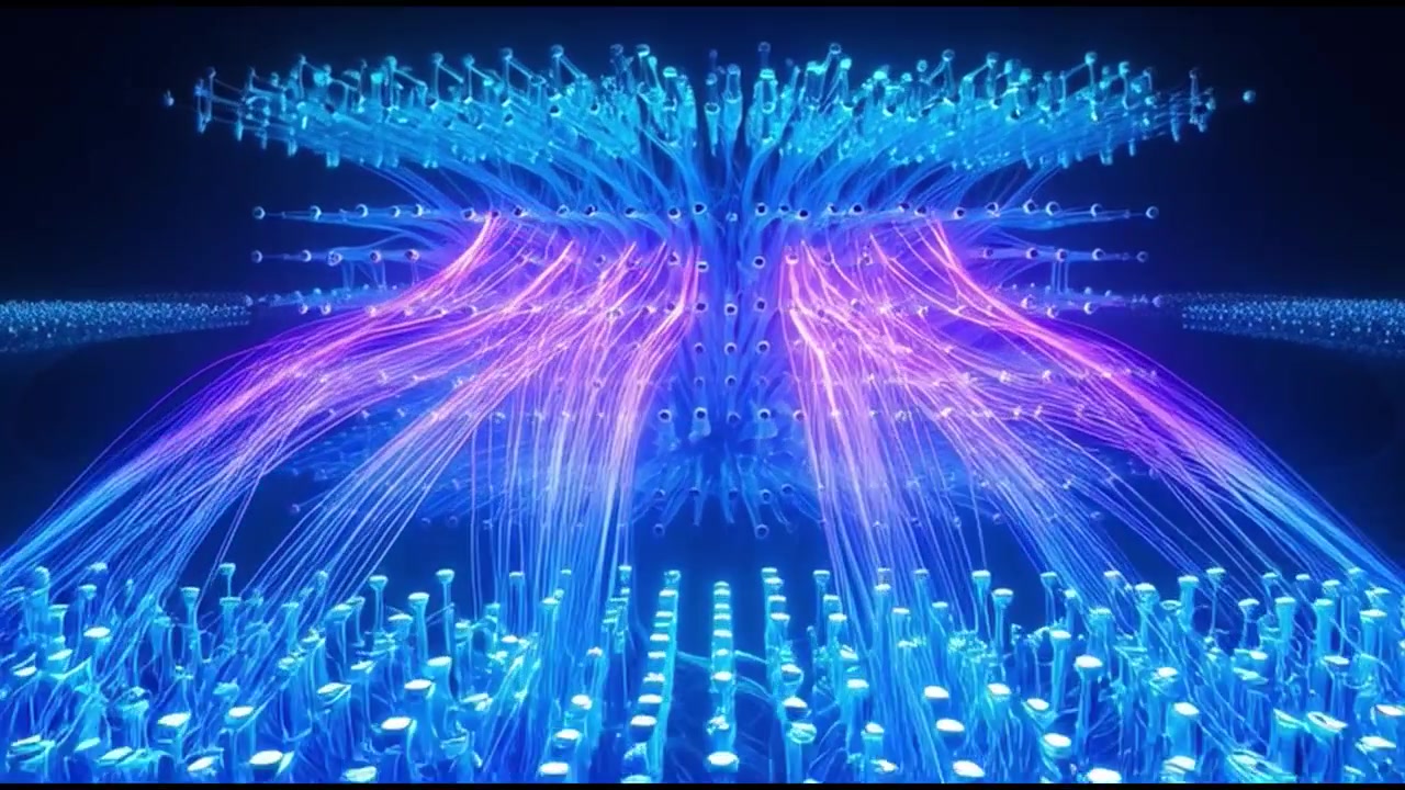 Abstract Digital Network Connecting Glowing Data Nodes